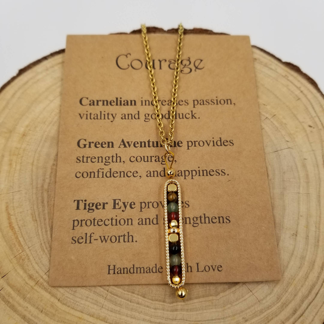 Natural Stone Wishing Bead Gift Necklace with Card for Anxiety relief