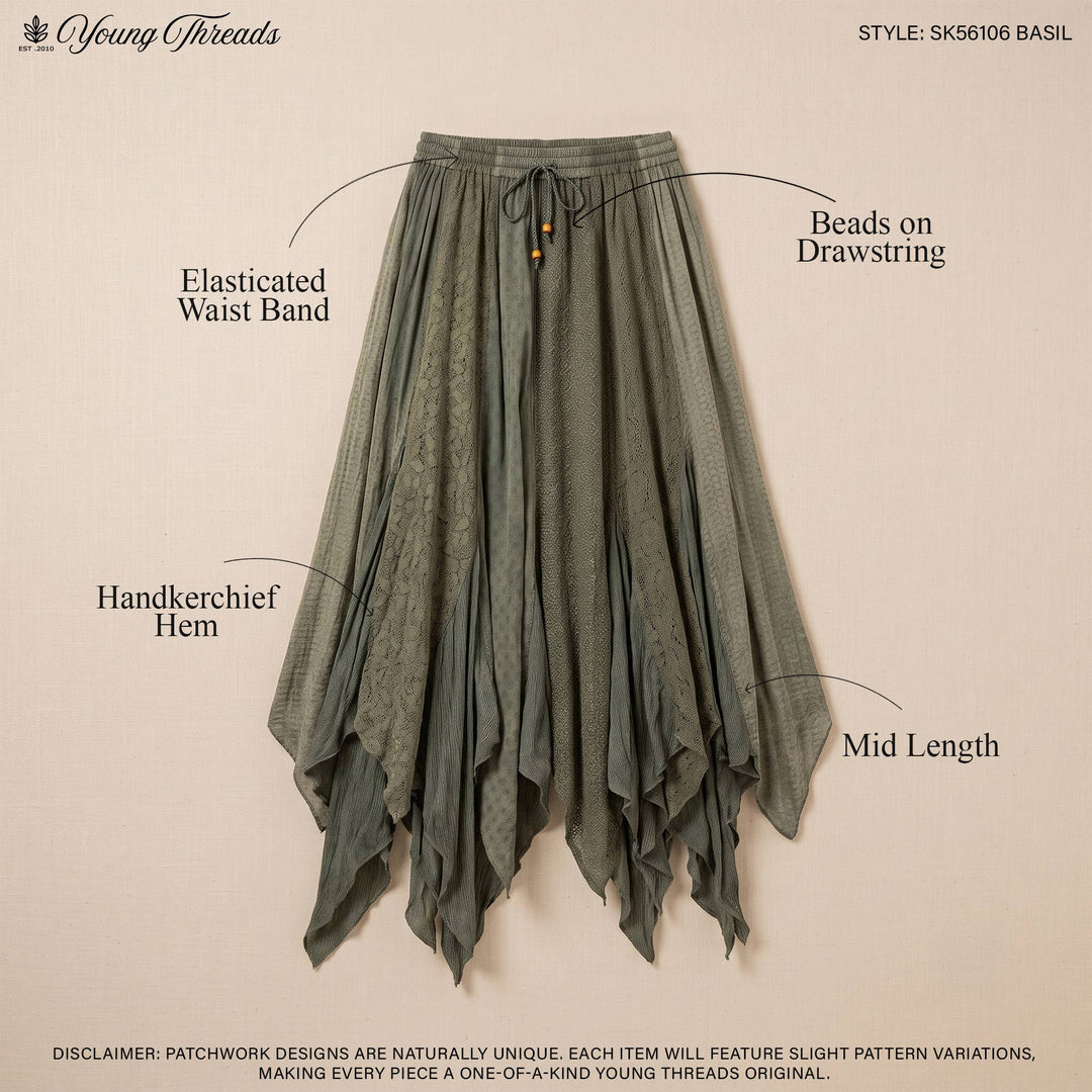 Boho Handkerchief Hem Patchwork Maxi Skirt