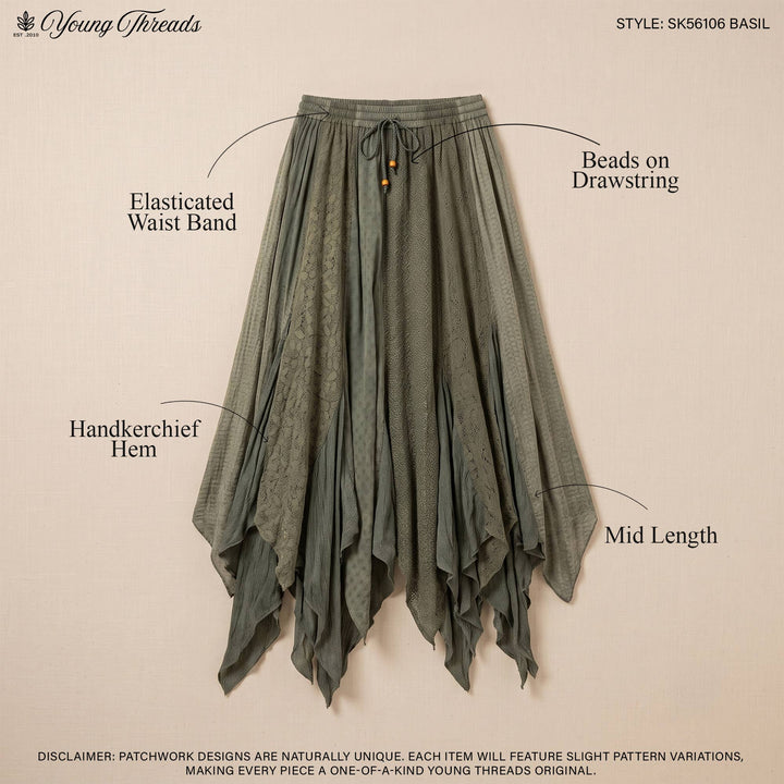 Boho Handkerchief Hem Patchwork Maxi Skirt