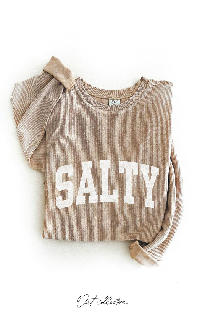 SALTY Thermal Vintage Pullover oversized mineral wash sweatshirt with boho coastal vibes