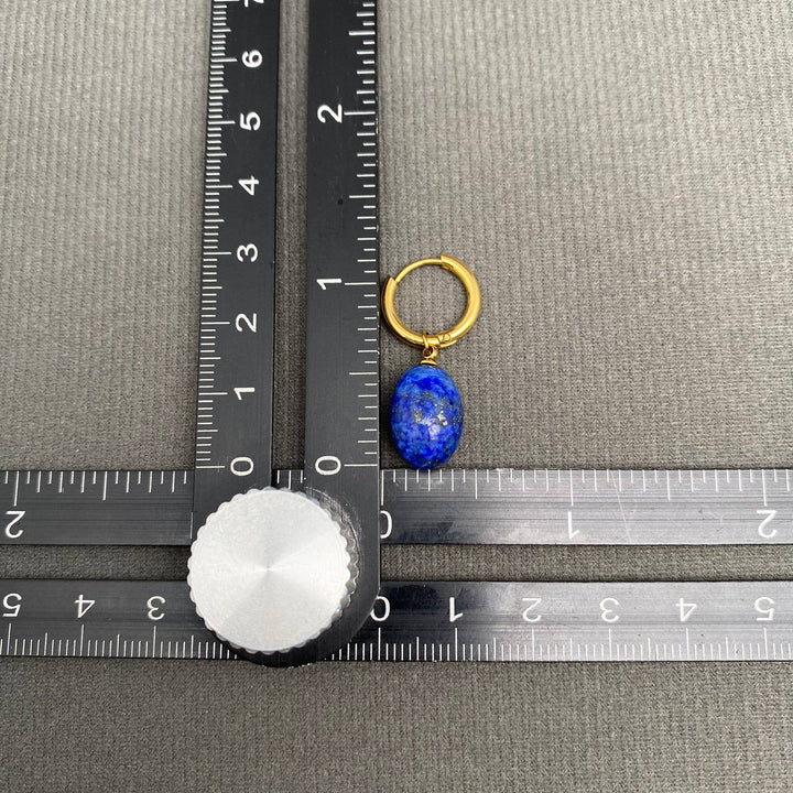 Lapis Lazuli 18K Gold Plated SS Huggie Earrings