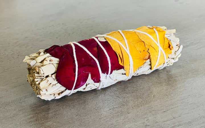White Sage w/ Dried Rose Petals Smudge Stick