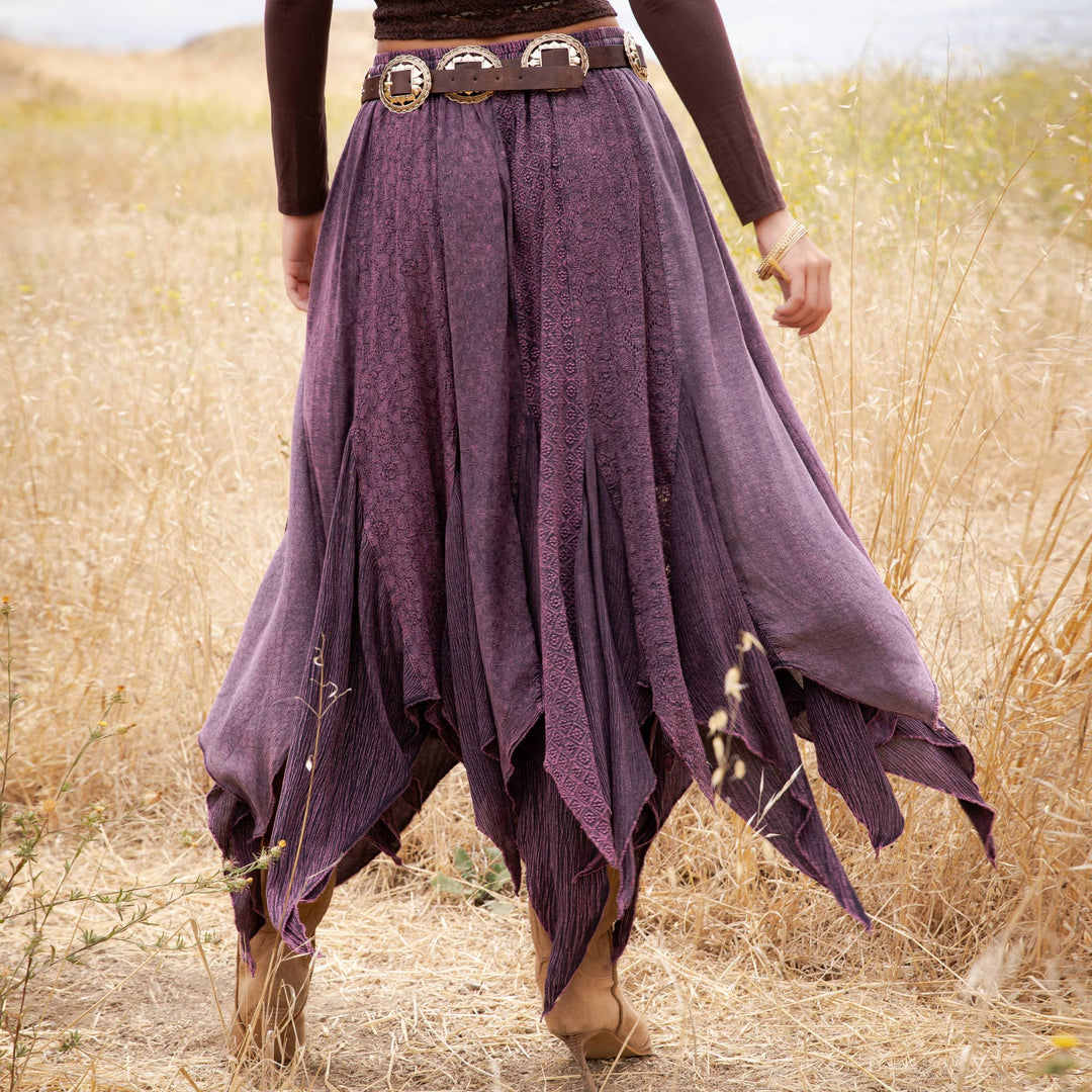 Boho Handkerchief Hem Patchwork Maxi Skirt