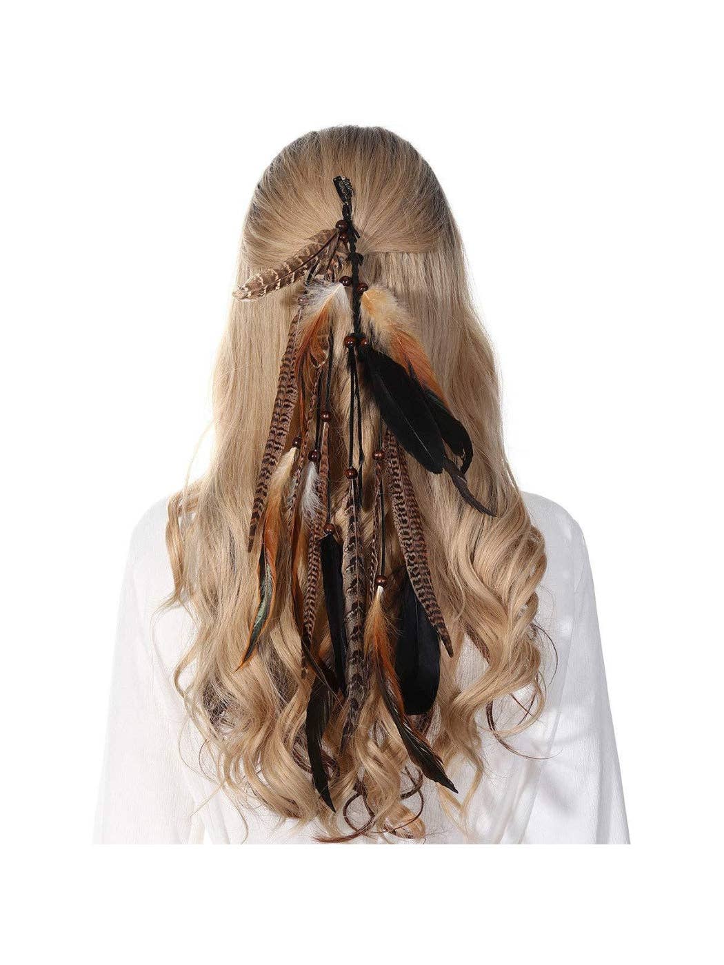 Boho Dark Feather Hair Clip with earthy coastal style for festival-ready looks