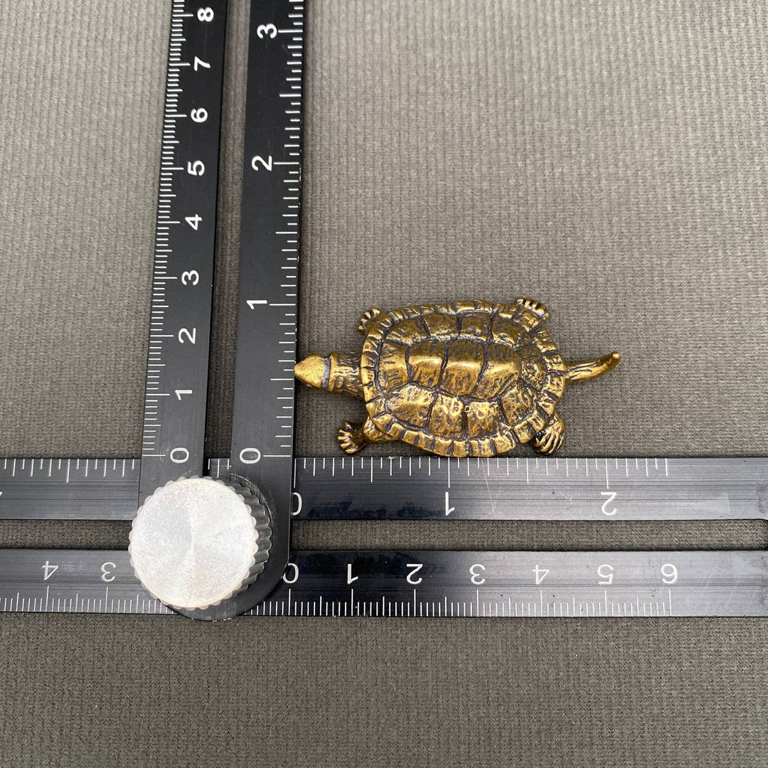 Brass Turtle Decoration Desktop Ornament symbolizing longevity, coastal boho spiritual altar decor