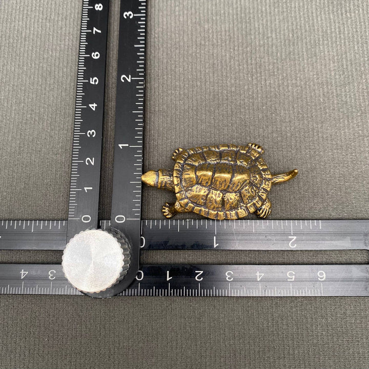 Brass Turtle Decoration Desktop Ornament symbolizing longevity, coastal boho spiritual altar decor