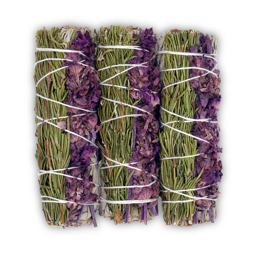 Handcrafted Lavender Rosemary and White Sage Bundle for smoke cleansing and spiritual ritual