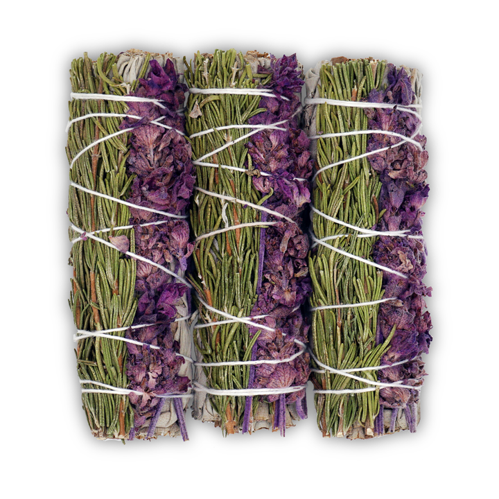 Handcrafted Lavender Rosemary and White Sage Bundle for smoke cleansing and spiritual ritual