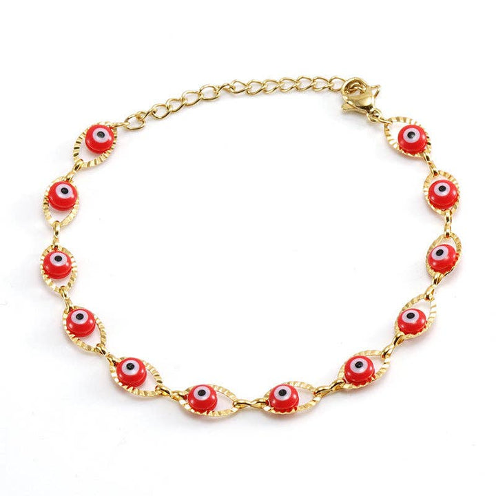 18K gold plated evil eye bracelet handcrafted for coastal boho spiritual style