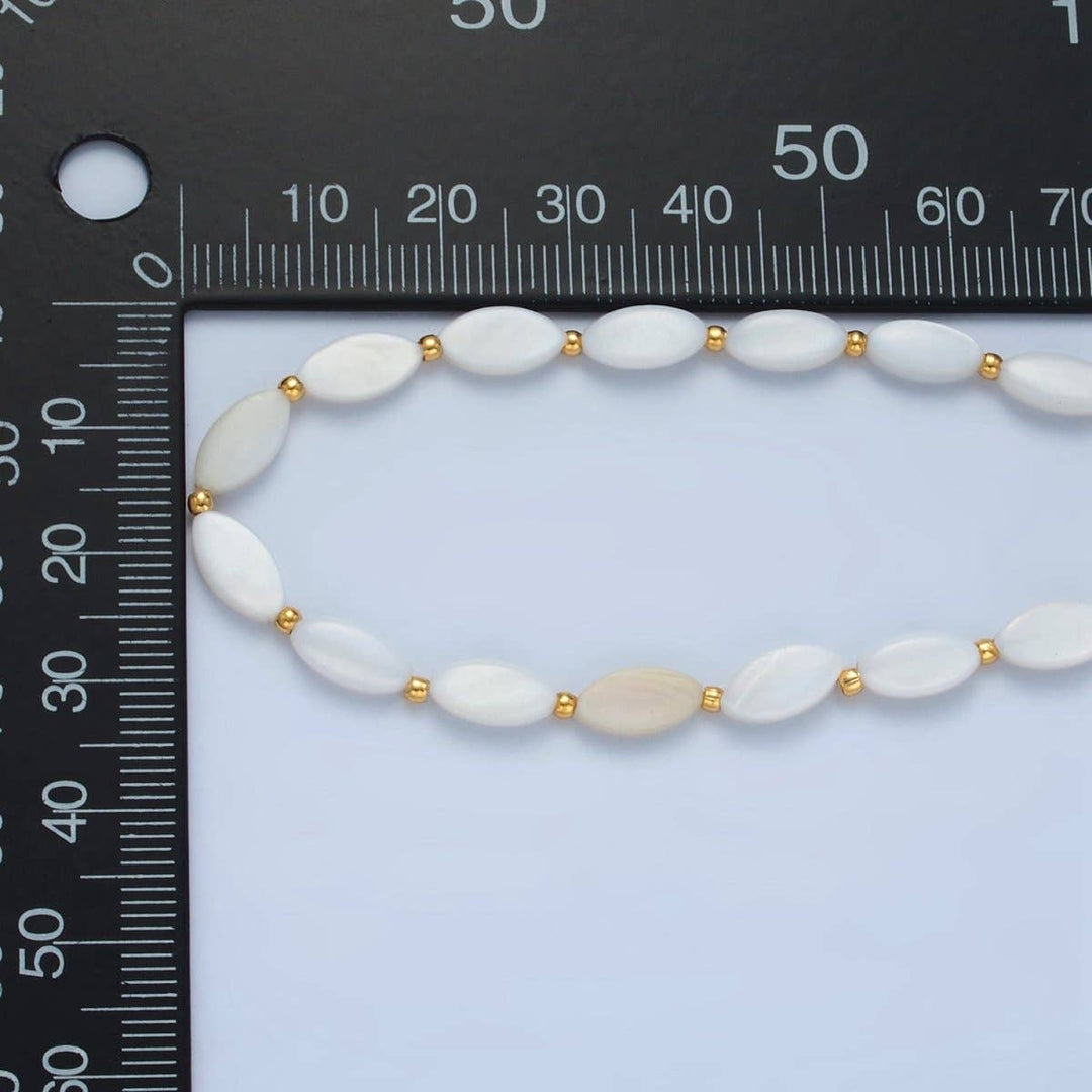 White Jade Beaded Chain Necklace layered with coastal boho spiritual style