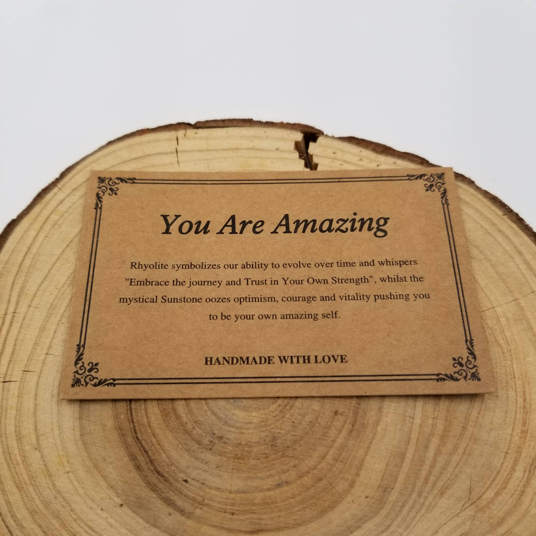 You Are Amazing Natural Stone Bracelet with uplifting gift card for chakra healing