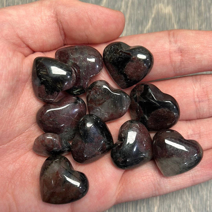 Garnet in Astrophyllite Heart – Small Crystal Hearts