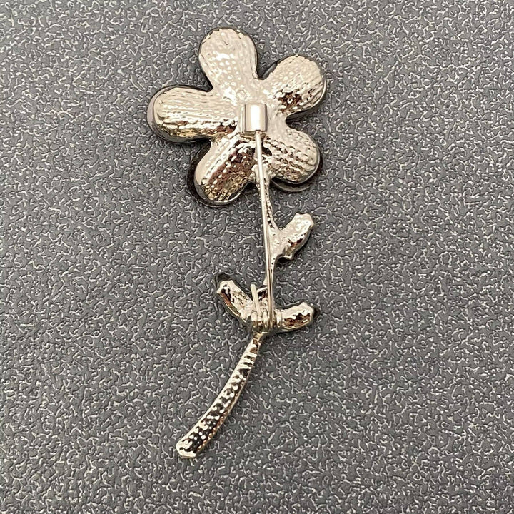 Abalone Shell Silver Tone Flower Brooch