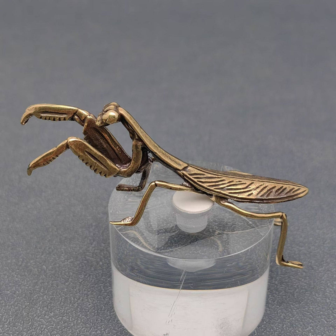 Brass Mantis Desktop Ornament handcrafted boho good luck spiritual coastal decor