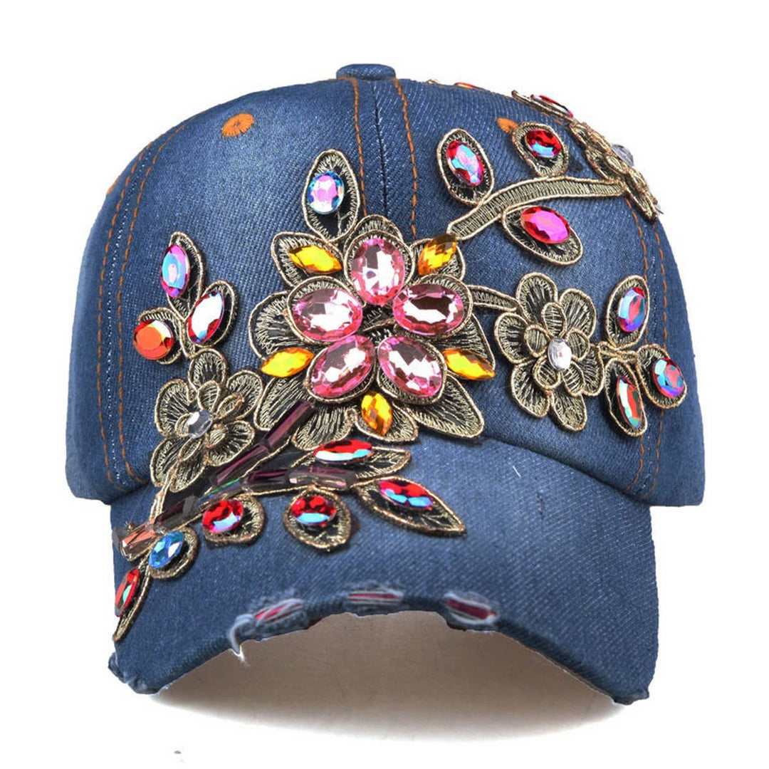 Denim Rhinestone Baseball Cap