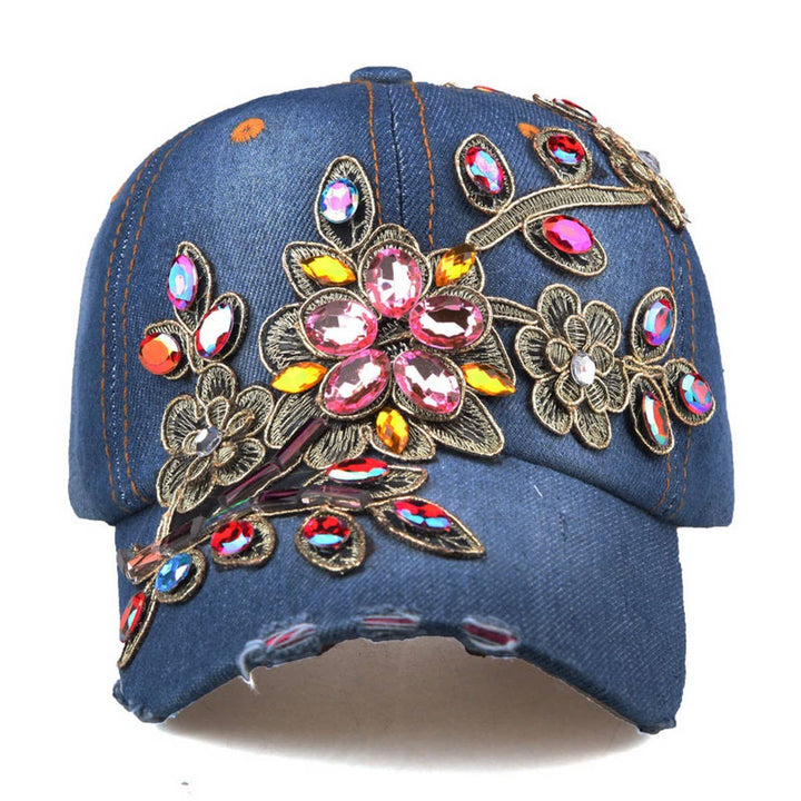 Denim Rhinestone Baseball Cap