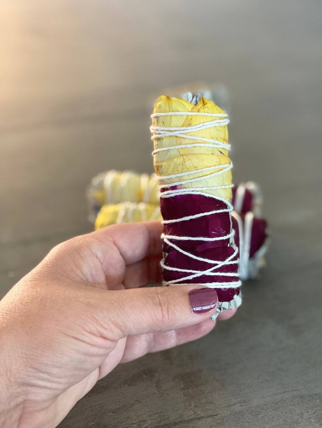 White Sage w/ Dried Rose Petals Smudge Stick