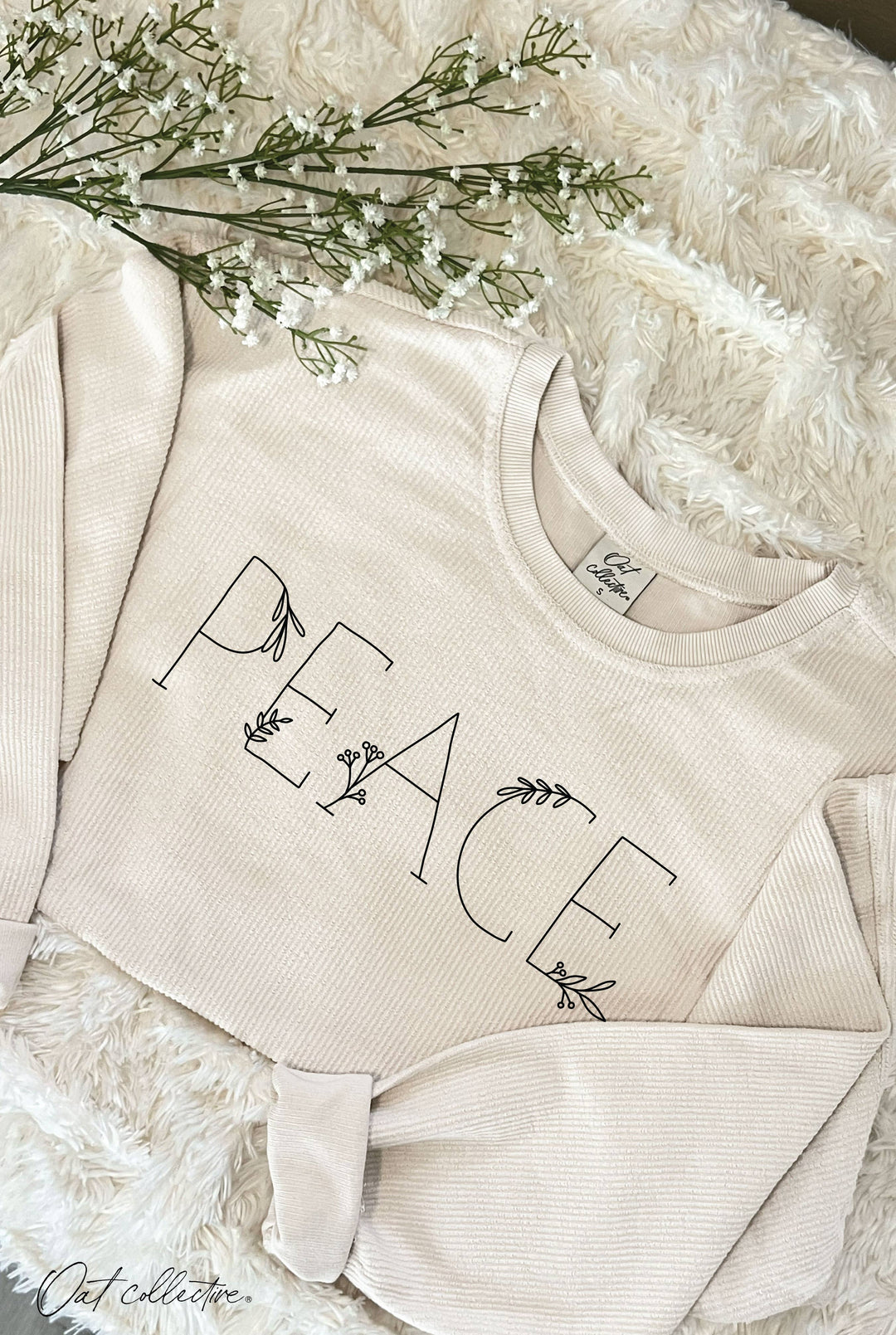 Peace Cropped Thermal Pullover in vintage mineral wash for a coastal boho look
