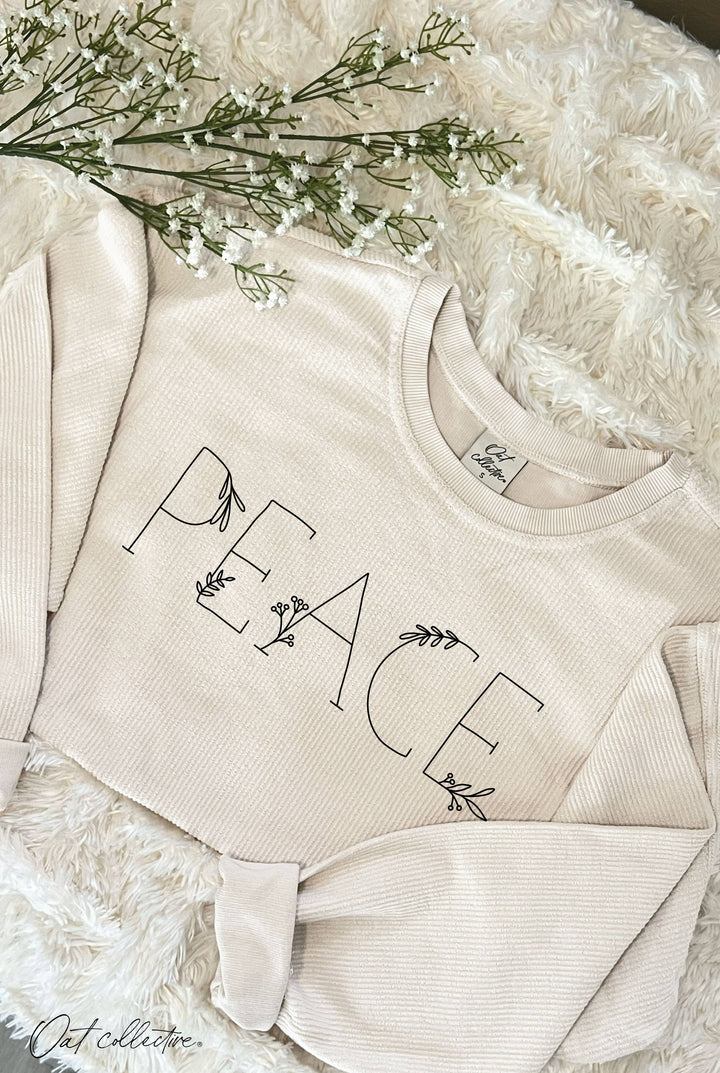 Peace Cropped Thermal Pullover in vintage mineral wash for a coastal boho look