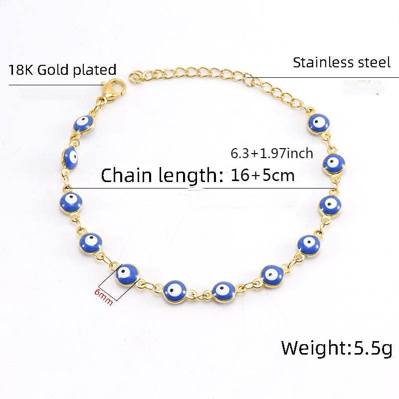 Evil Eye Bracelet 18K gold plated stainless steel boho protection talisman jewelry