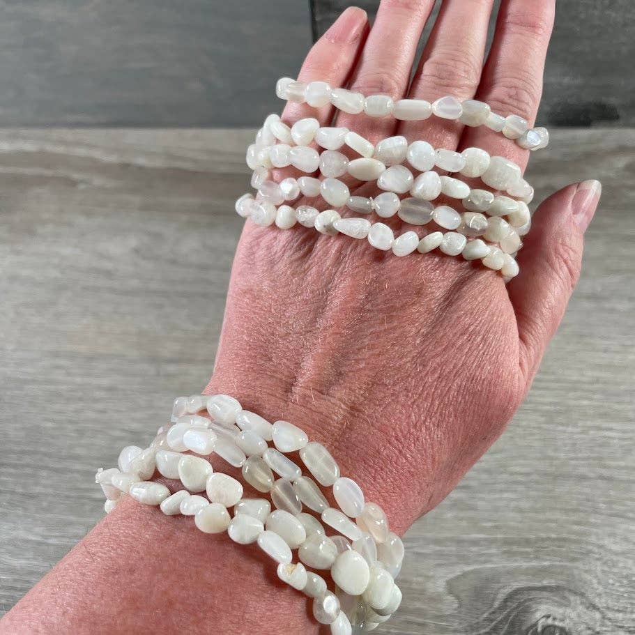 Healing crystal bracelets with natural nugget gemstones for boho spiritual layering
