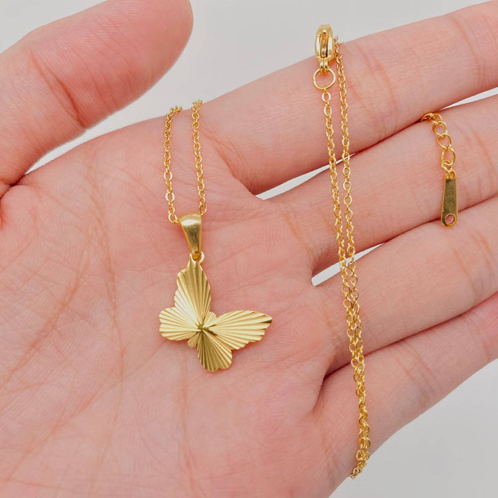 Gold Plated Stainless Steel Butterfly Pendant Necklace