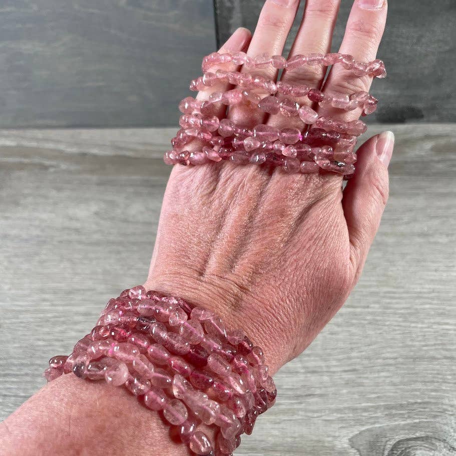 Healing crystal bracelets with natural nugget gemstones for boho spiritual layering