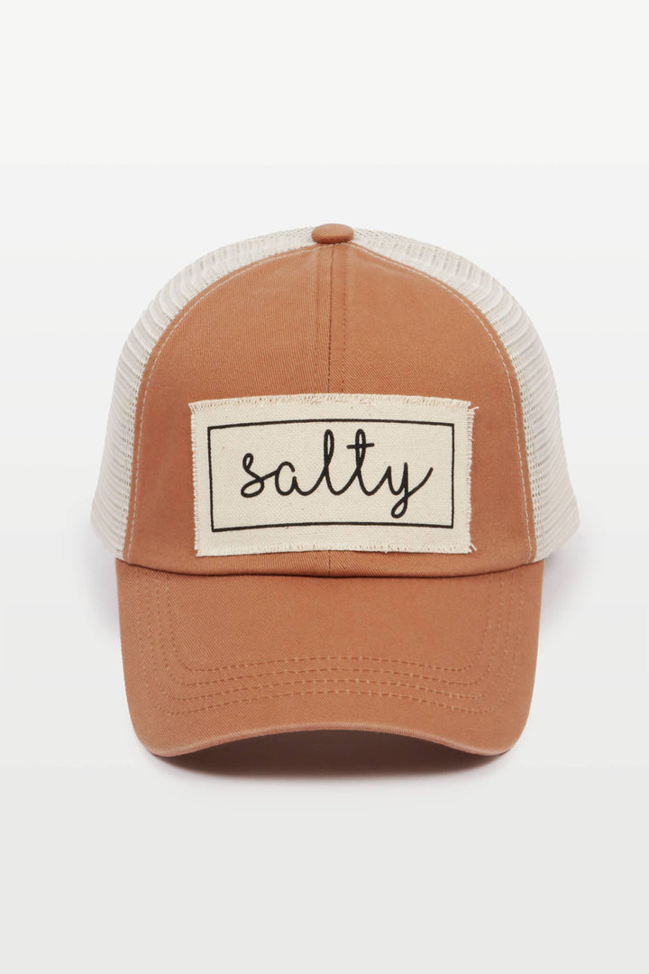 Salty Canvas Patch Mesh Back Baseball Cap for coastal boho beach lovers