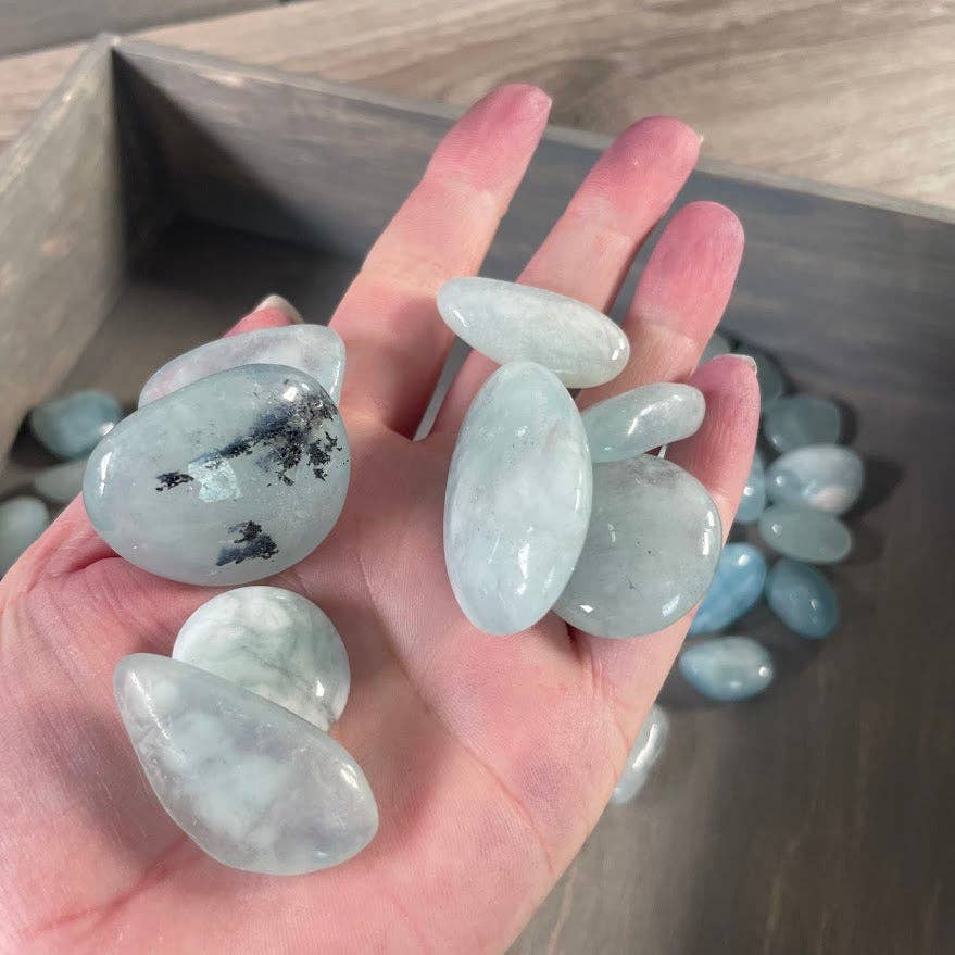Aquamarine Tumbled Stones in Bulk - Sold by the Pound