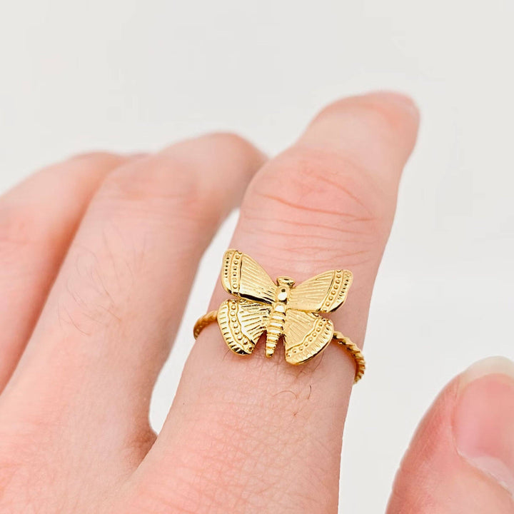 18K Gold Plated Stainless Steel Butterfly Ring