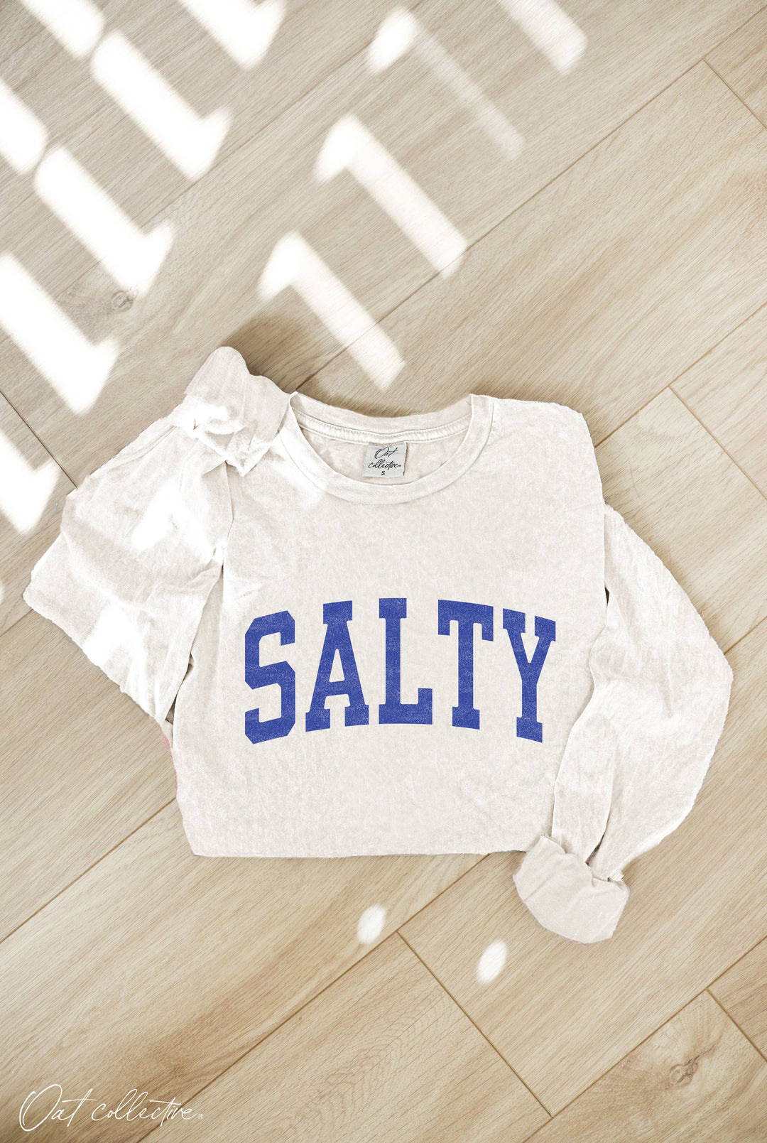 SALTY Mineral Washed Long Sleeve Graphic tee in relaxed boho coastal beach style