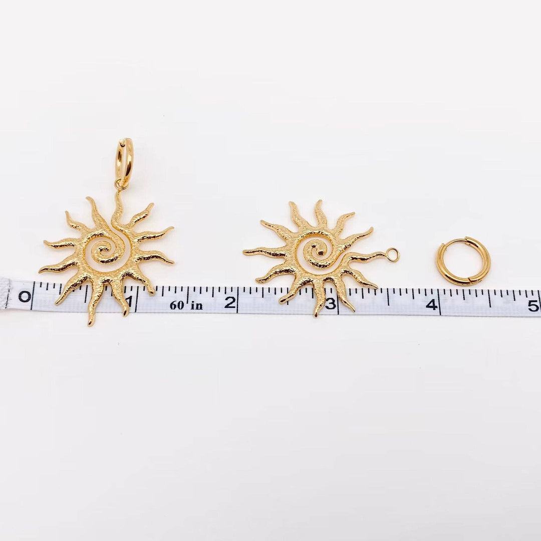 18K Gold Plated Spiral Sun Design Huggie Earrings for the coastal boho soul