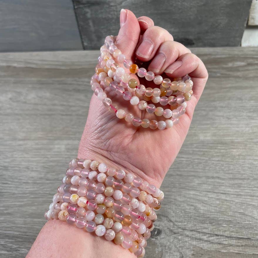 Healing Crystal Bracelets 6mm Round stackable stretch gemstone boho coastal spiritual jewelry