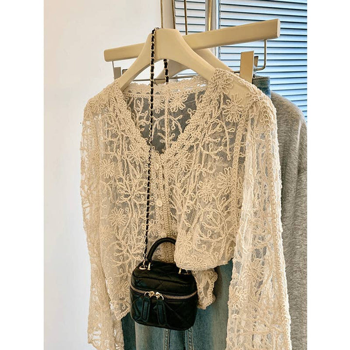 Crochet Lace Long Sleeve Blouse