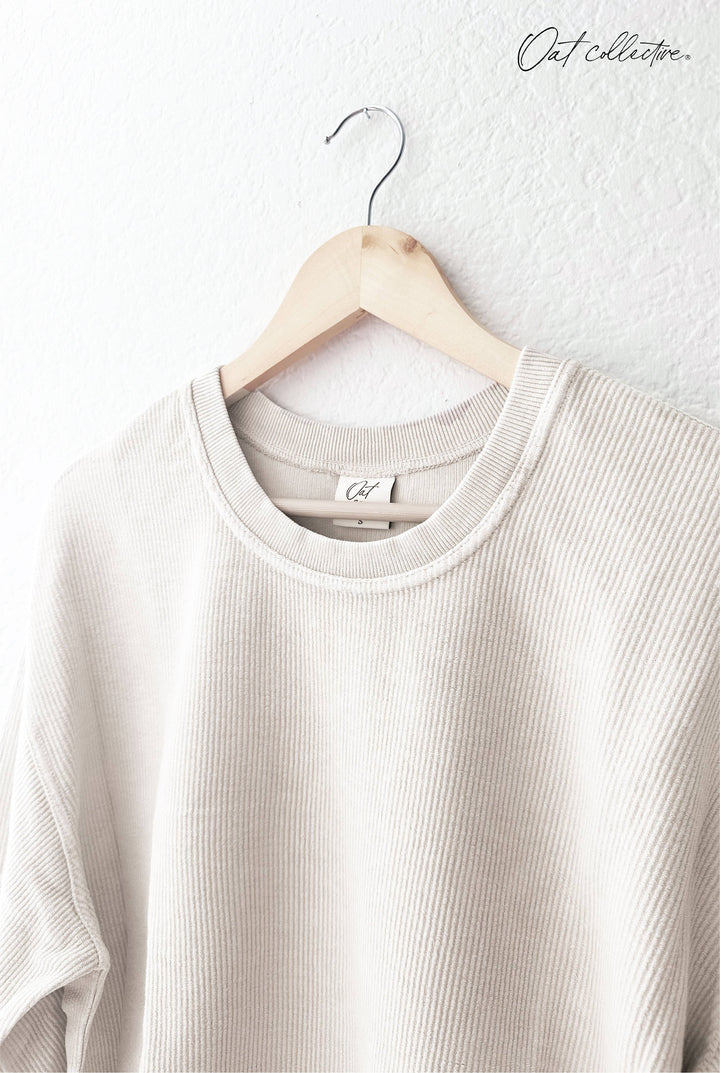 Peace Cropped Thermal Pullover in vintage mineral wash for coastal boho style