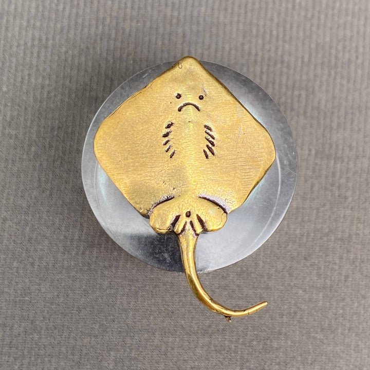 Brass Devil Ray Desktop Ornament handcrafted coastal boho decor for spiritual home altars