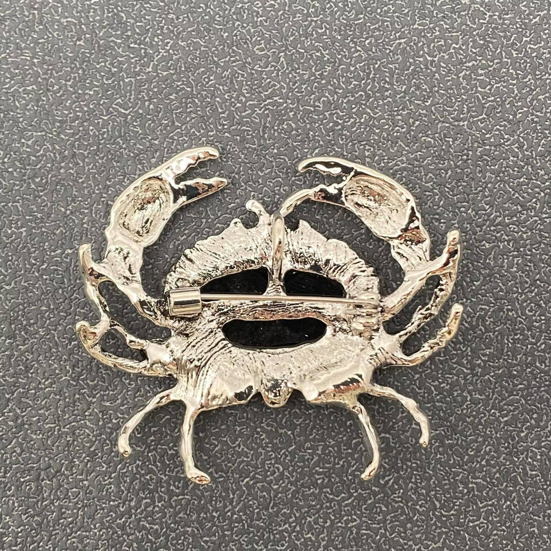 Abalone Shell Silver Tone Crab Brooch