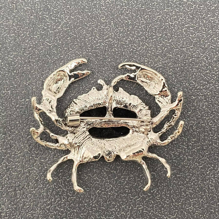 Abalone Shell Silver Tone Crab Brooch