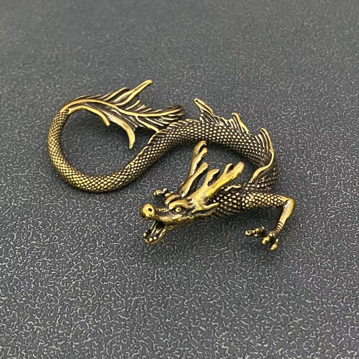Brass Chinese Dragon Desktop Ornament for protection altar decor and feng shui styling