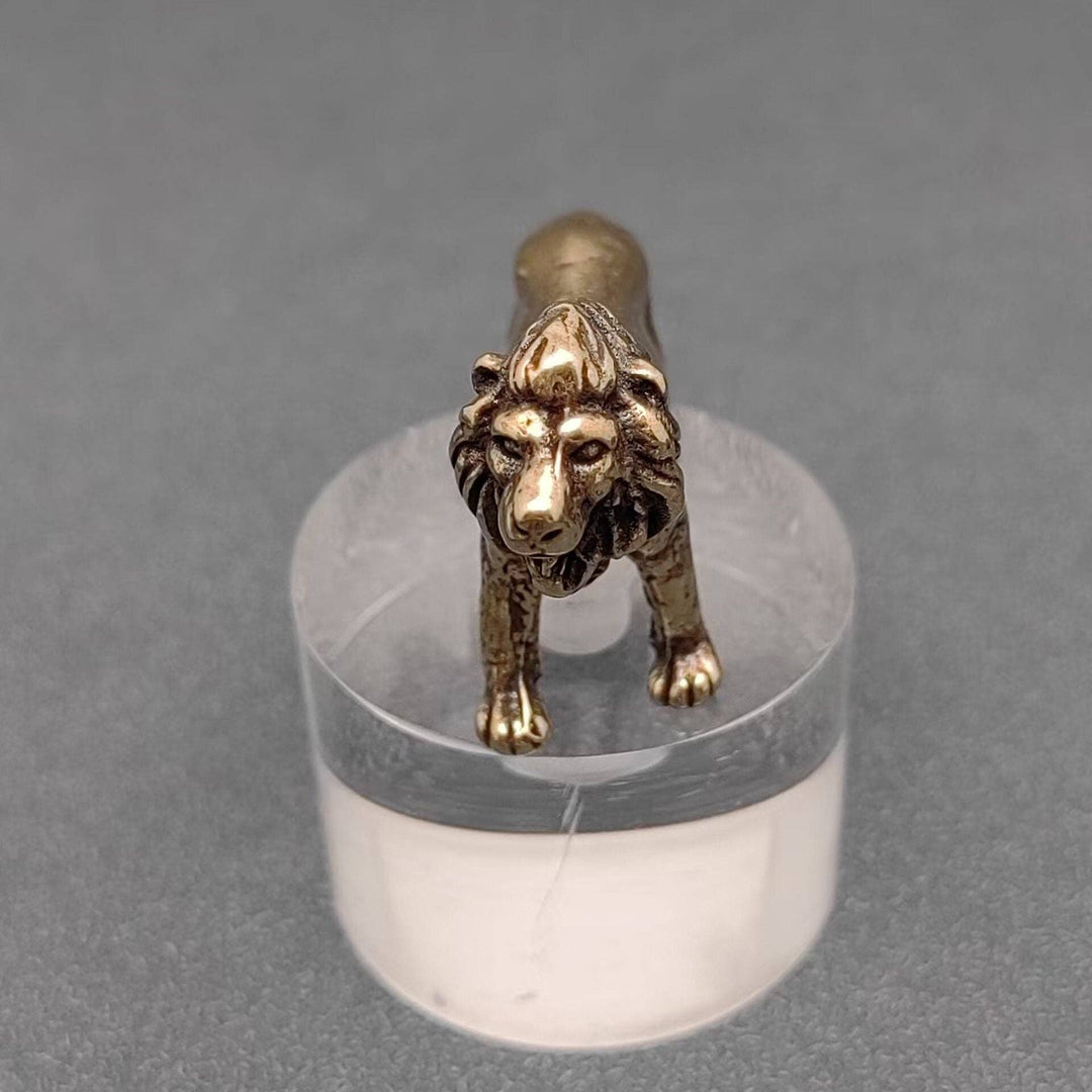 Brass lion desktop ornament symbolizing courage and grounded spiritual energy for boho decor