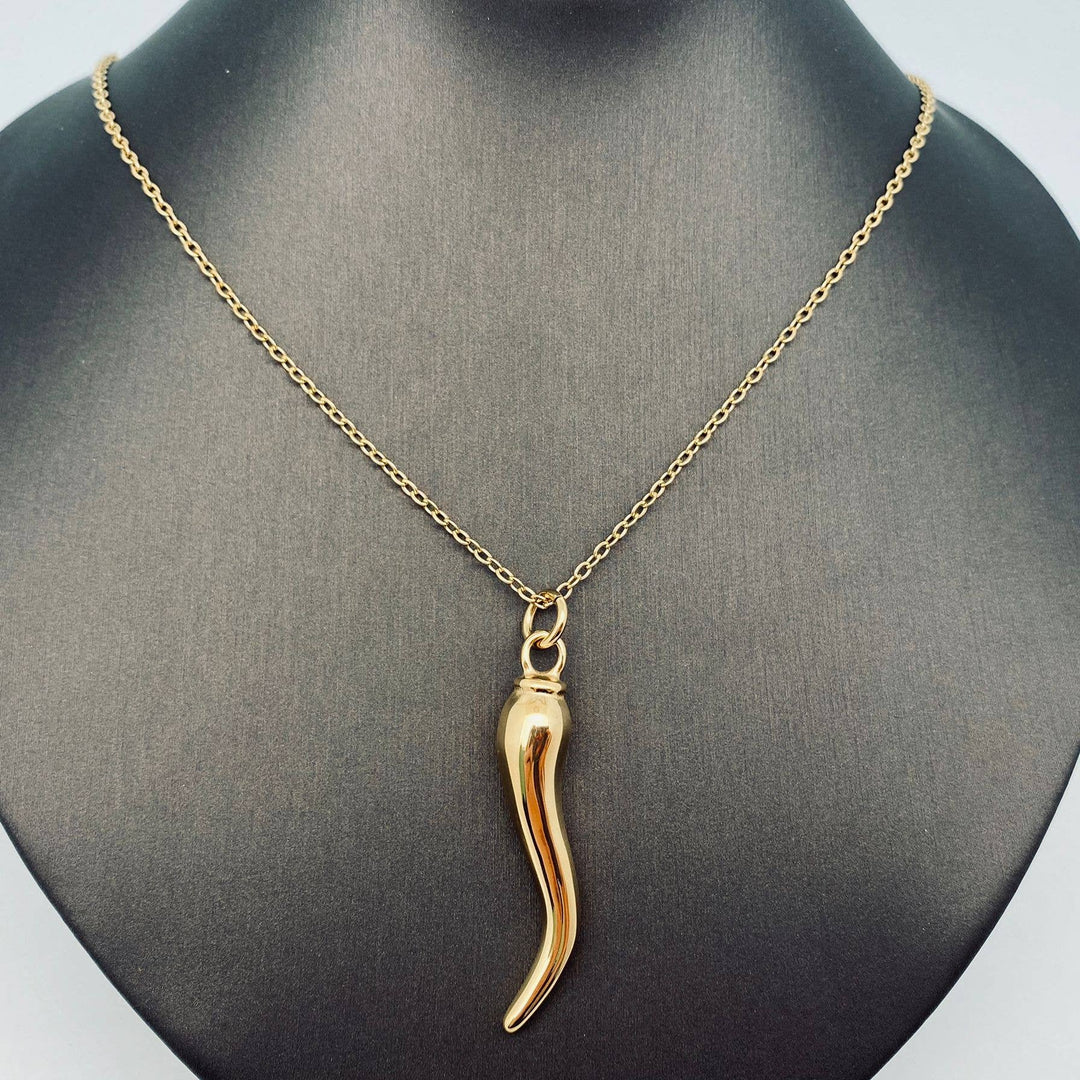 Chili-Shaped Charm Stainless Steel Gold-plated Necklace -FGS