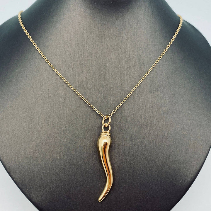 Chili-Shaped Charm Stainless Steel Gold-plated Necklace -FGS