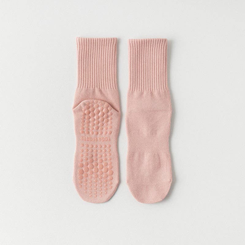Pink Solid Color Yoga Grip Socks for mindful movement and coastal studio wear