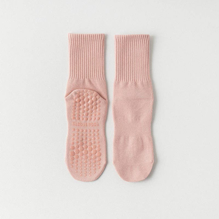 Pink Solid Color Yoga Grip Socks for mindful movement and coastal studio wear