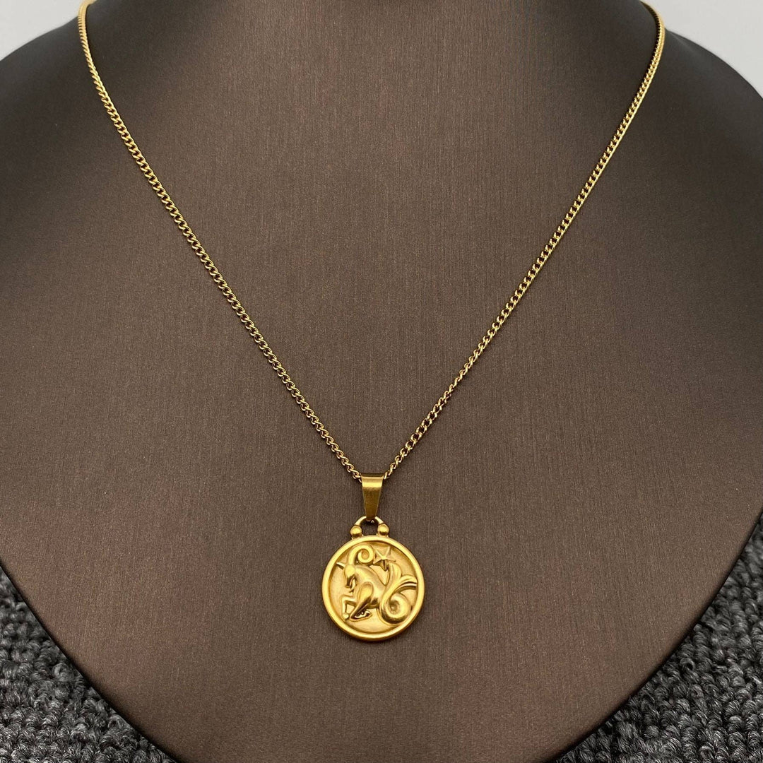 Coin Zodiac 18K Gold Plated SS Necklace