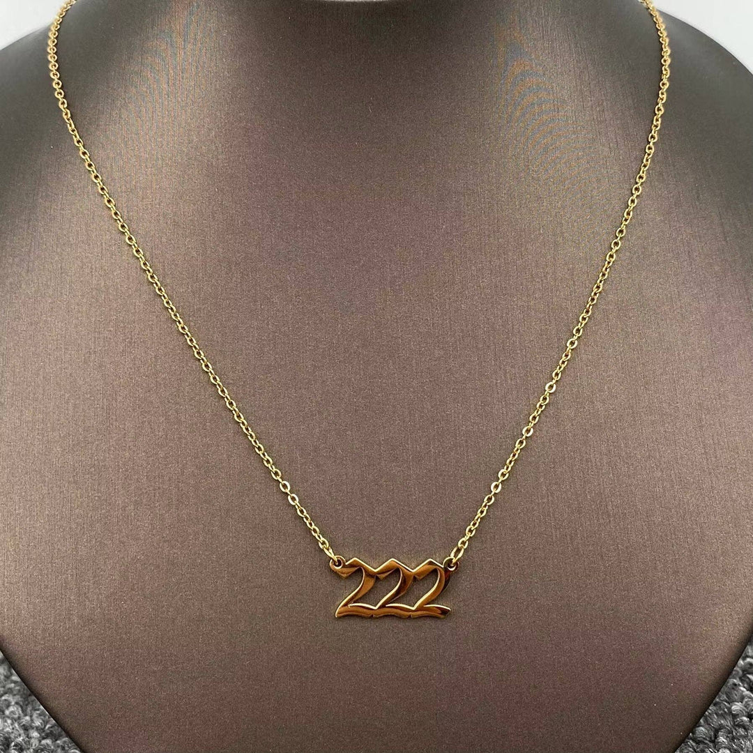 Lucky Angel Numbers 18K gold plated pendant necklace for coastal spiritual layering