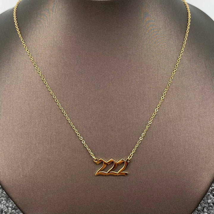 Lucky Angel Numbers 18K gold plated pendant necklace for coastal spiritual layering