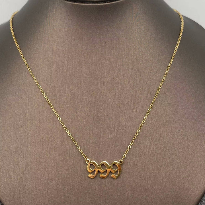 18K gold plated Lucky Angel Numbers pendant necklace for coastal spiritual layering