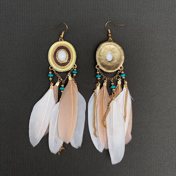 Multi-style White Feather Fringe Dangle Earrings
