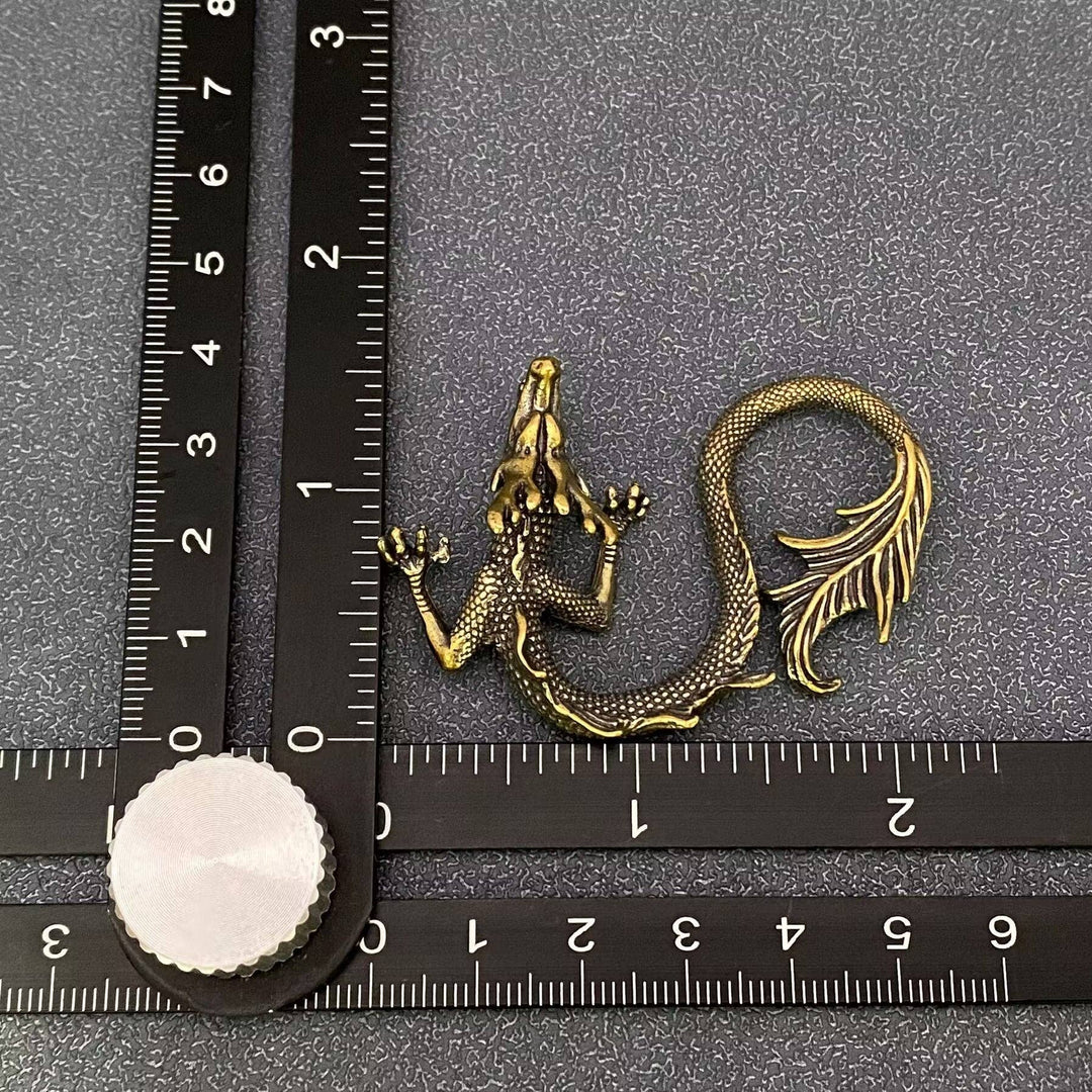 Brass Chinese Dragon Desktop Ornament for protection altar decor and feng shui grounding